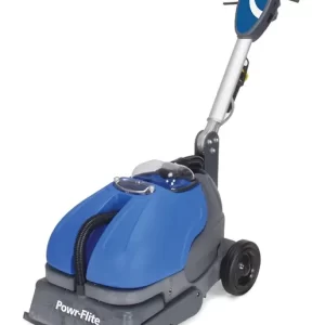 Blue powr-flite walk behind floor scrubber